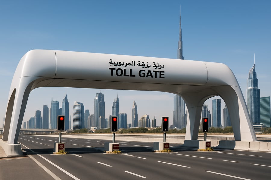 Modern toll gate in Dubai